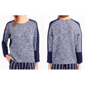 J.Crew Navy Color Block Acrylic & Wool Blend Sweater Size M Old Money Breathable